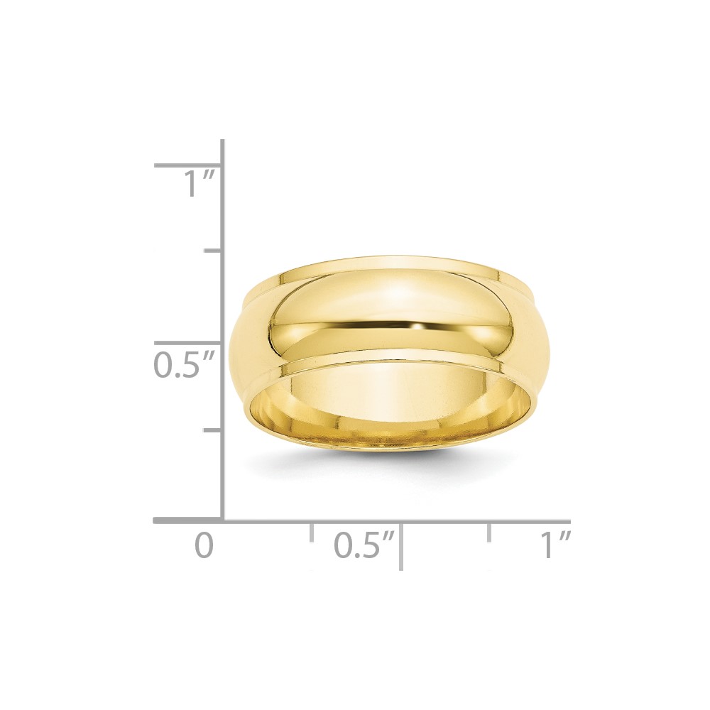 10k Yellow Gold 8mm Half Round with Edge Wedding Band Size 12 (1HRE080-12)