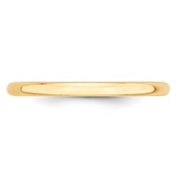 10K Yellow Gold 2mm Lightweight Half Round Wedding Band view 3