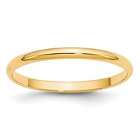 10K Yellow Gold 2mm Lightweight Half Round Wedding Band view 1