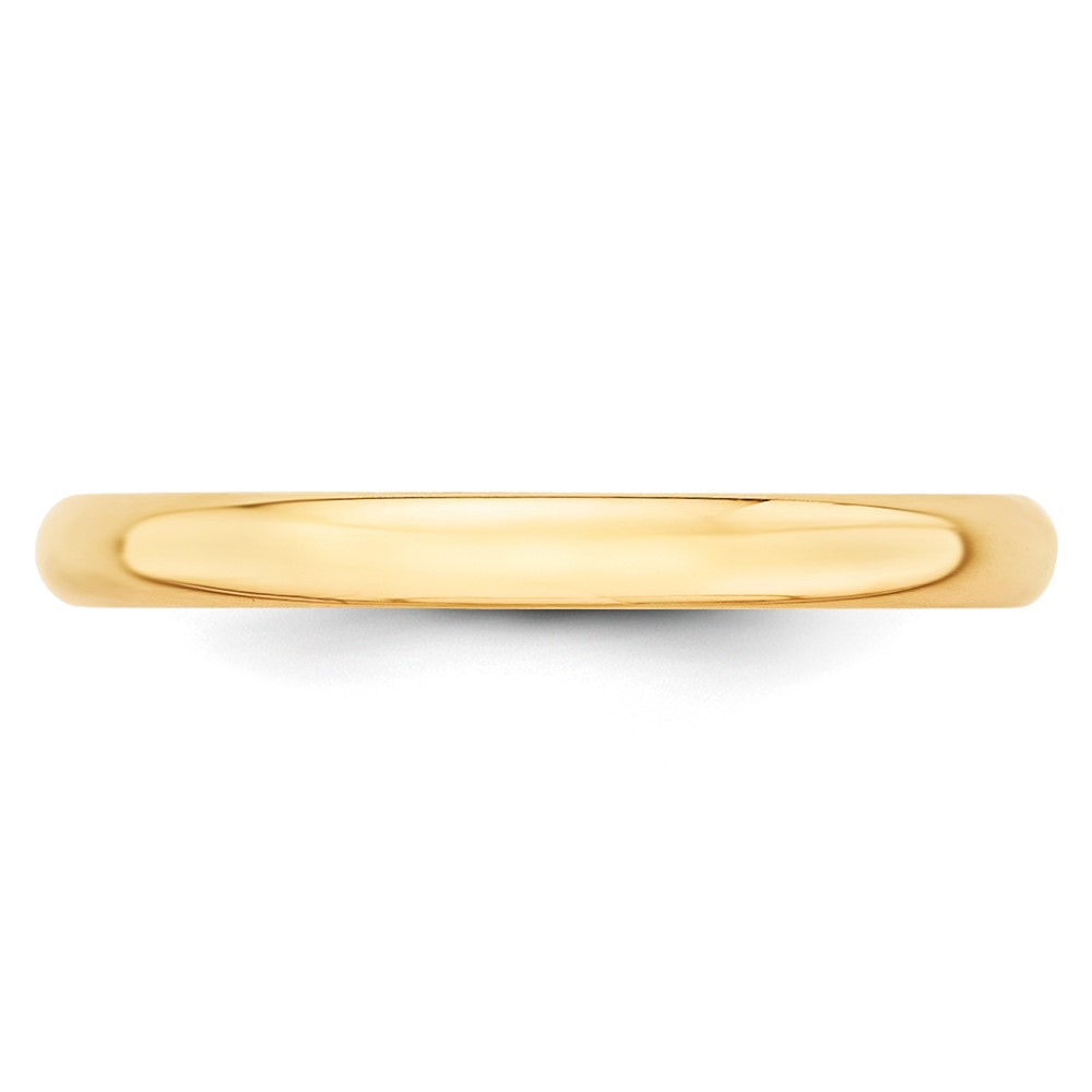 10k Yellow Gold 2.5mm Lightweight Half Round Wedding Band Size 9 (1HRL025-9)