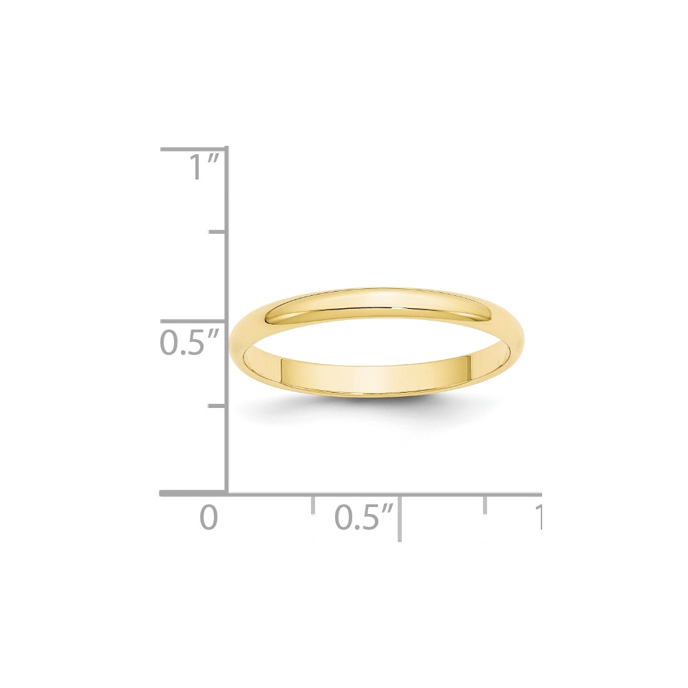 10k Yellow Gold 2.5mm Lightweight Half Round Wedding Band Size 9 (1HRL025-9)