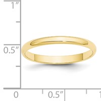 10K Yellow Gold 2.5mm Lightweight Half Round Wedding Band view 3