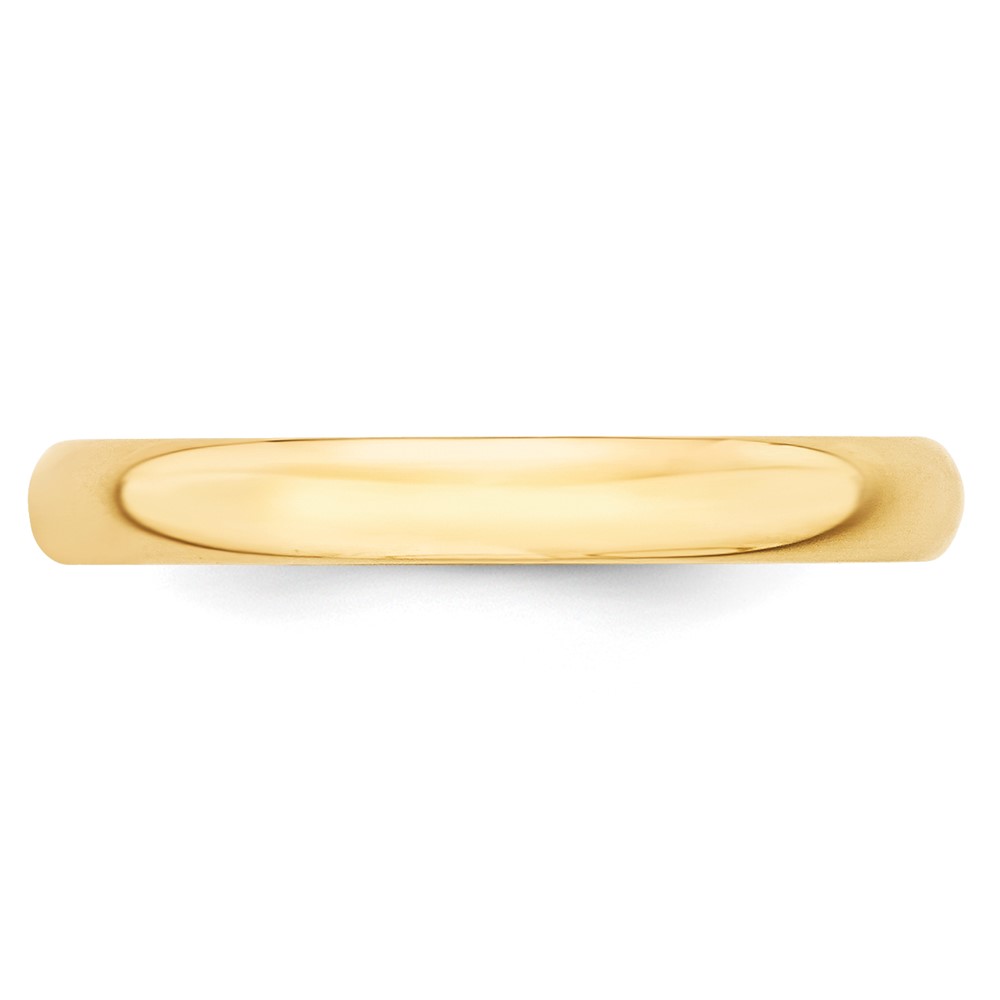 10k Yellow Gold 3mm Lightweight Half Round Wedding Band Ring