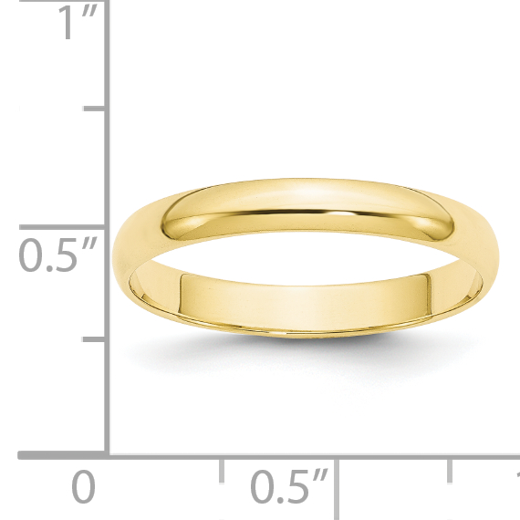 10k Gold 3mm Lightweight Half Round Wedding Band Size 5.5 1HRL030 - Picture 3 of 5