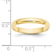 10K Yellow Gold 3mm Lightweight Half Round Wedding Band view 3