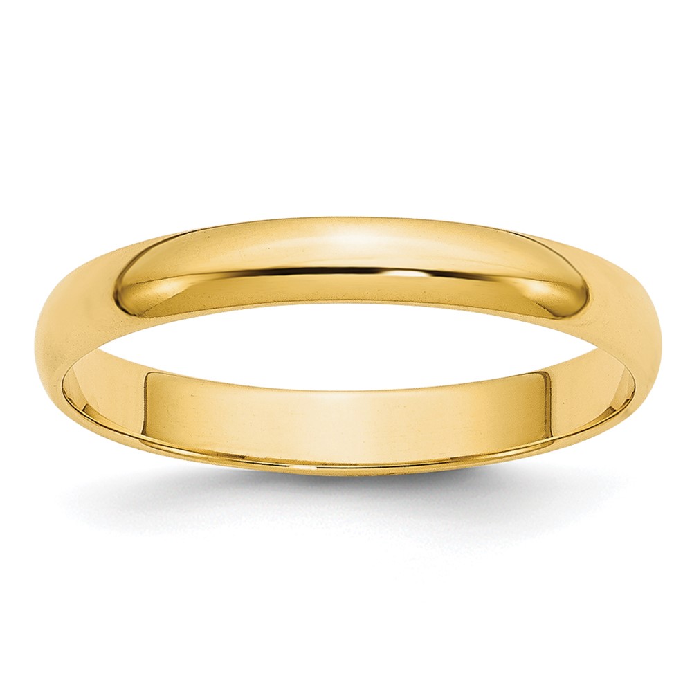 10k Yellow Gold 3mm Lightweight Half Round Wedding Band Ring