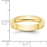 10K Yellow Gold 4mm Lightweight Half Round Wedding Band view 3