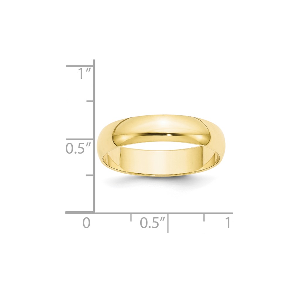 10k Yellow Gold 5mm Lightweight Half Round Wedding Band Size 5 (1HRL050-5)