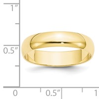 10K Yellow Gold 5mm Lightweight Half Round Wedding Band view 3