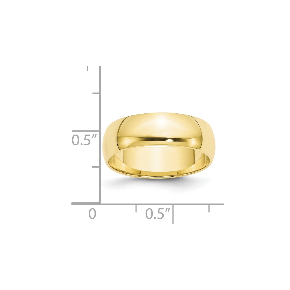 10k Yellow Gold 6mm Lightweight Half Round Wedding Band Size 8 (1HRL060-8)
