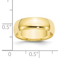 10K Yellow Gold 6mm Lightweight Half Round Wedding Band view 3