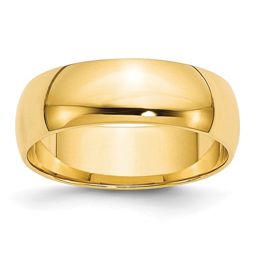 10K Yellow Gold 6mm Lightweight Half Round Wedding Band, Size 5