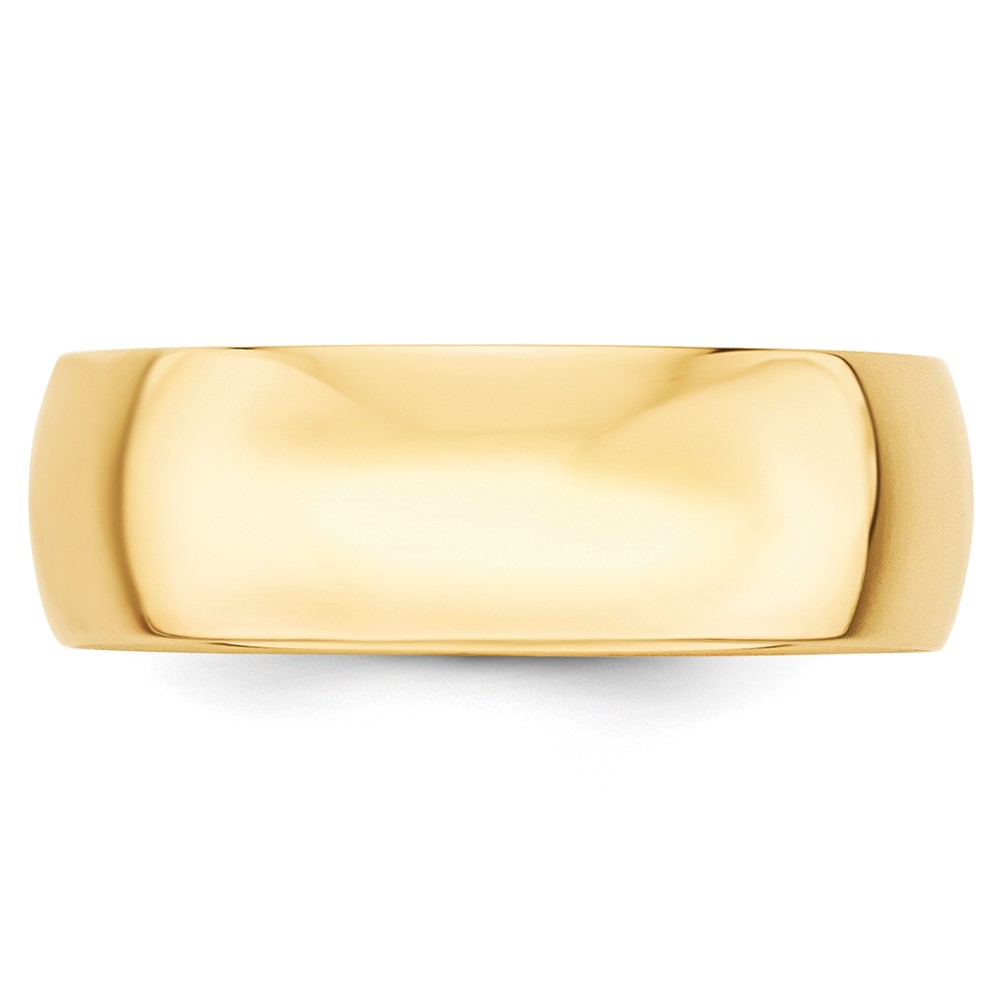 10k Yellow Gold 7mm Lightweight Half Round Wedding Band Size 10 (1HRL070-10)