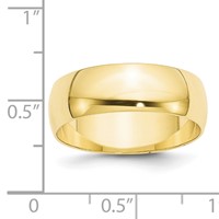 10K Yellow Gold 7mm Lightweight Half Round Wedding Band view 3
