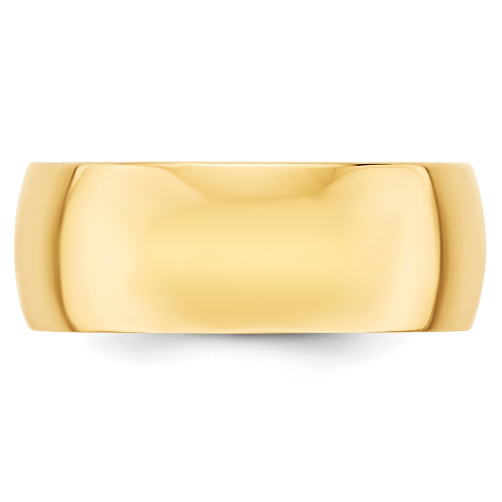 10k Yellow Gold 8mm Lightweight Half Round Wedding Band Size 10.5 (1HRL080-10.5)