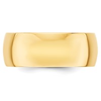 10K Yellow Gold 8mm Lightweight Half Round Wedding Band view 2