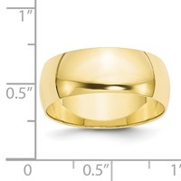 10K Yellow Gold 8mm Lightweight Half Round Wedding Band view 3
