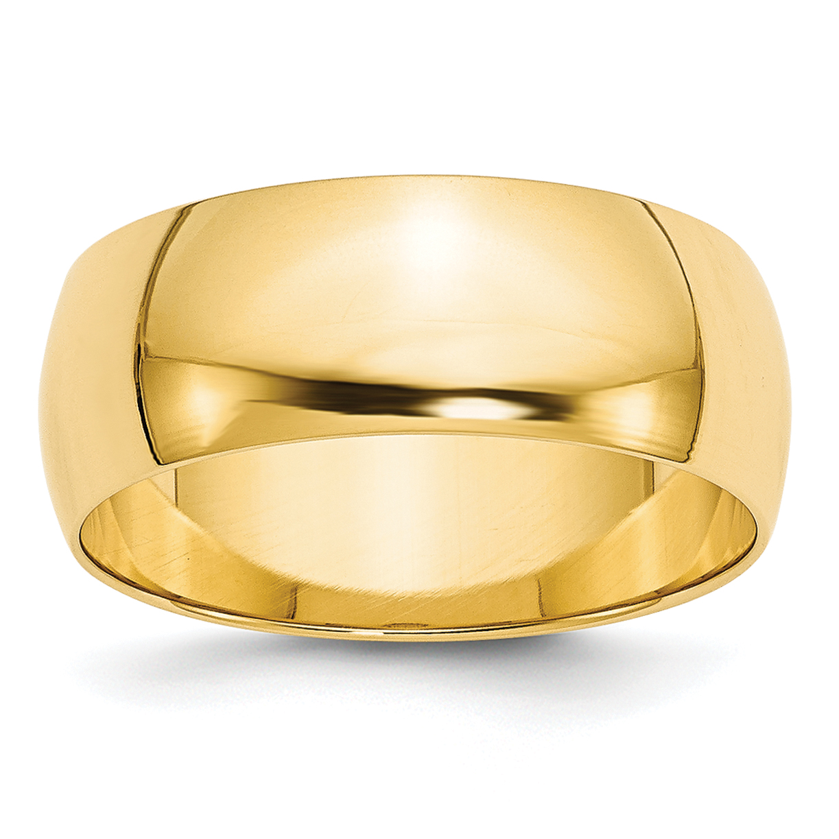 10k Yellow Gold 8mm Lightweight Half Round Wedding Band Size 10.5 (1HRL080-10.5)
