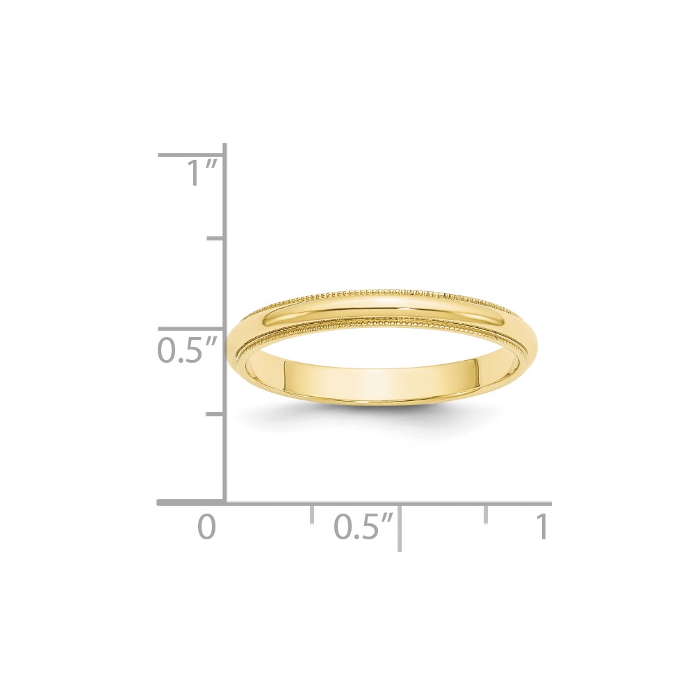 10k Yellow Gold 3mm Milgrain Half Round Wedding Band Size 7 (1M030-7)