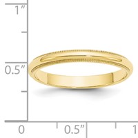 10K Yellow Gold 3mm Milgrain Half Round Wedding Band view 4