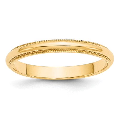10k Yellow Gold 3mm Milgrain Half Round Wedding Band Size 5