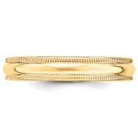 10K Yellow Gold 4mm Milgrain Half Round Wedding Band view 3