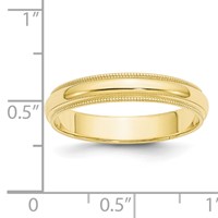 10K Yellow Gold 4mm Milgrain Half Round Wedding Band view 4
