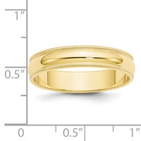 10K Yellow Gold 5mm Milgrain Half Round Wedding Band view 4