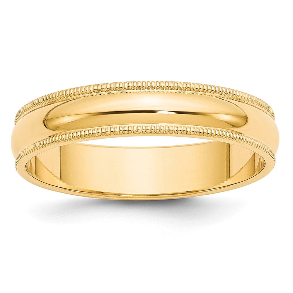 10k Yellow Gold 5mm Milgrain Half Round Wedding Band Size 10 (1M050-10)