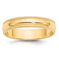 10K Yellow Gold 5mm Milgrain Half Round Wedding Band view 1