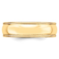 10K Yellow Gold 6mm Milgrain Half Round Wedding Band view 3