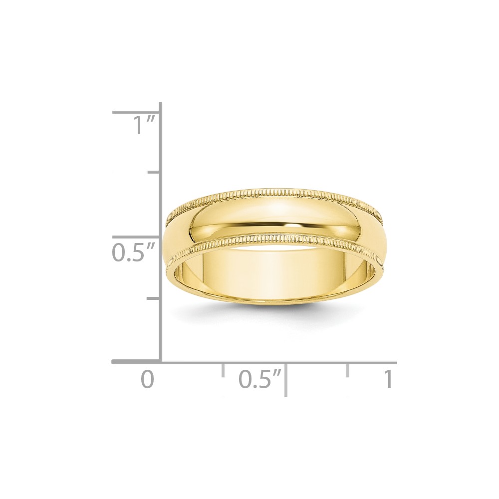 10k Yellow Gold 6mm Milgrain Half Round Wedding Band Size 8 (1M060-8)