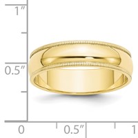 10K Yellow Gold 6mm Milgrain Half Round Wedding Band view 4