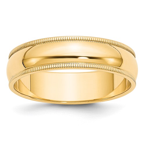 10k Yellow Gold 6mm Milgrain Half Round Wedding Band Size 11