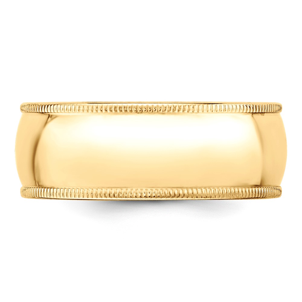 10k Yellow Gold 8mm Milgrain Half Round Wedding Band Size 11 (1M080-11)