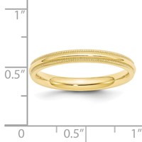10K Yellow Gold 3mm Milgrain Half Round Comfort Fit Wedding Band view 2