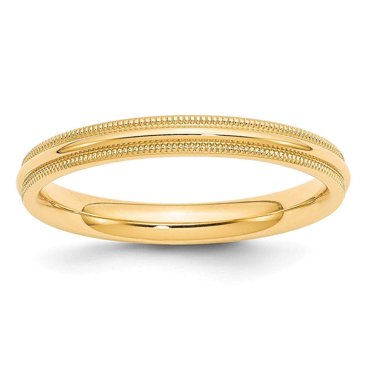 10k Yellow Gold 3mm Milgrain Half Round Comfort Fit Wedding Band Size 10 (1MC030-10)