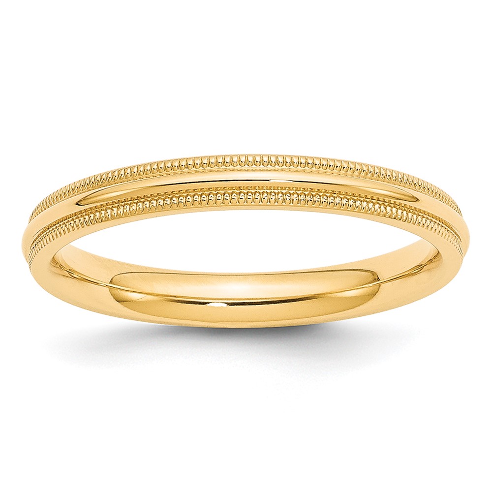 10K Yellow Gold 3mm Milgrain Half Round Comfort Fit Wedding Band