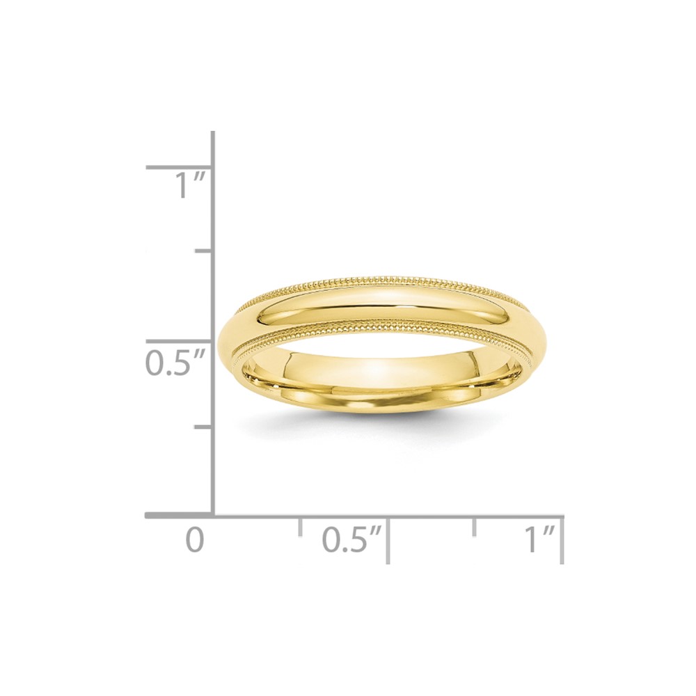 10k Yellow Gold 4mm Milgrain Half Round Comfort Fit Wedding Band Size 4.5 (1MC040-4.5)