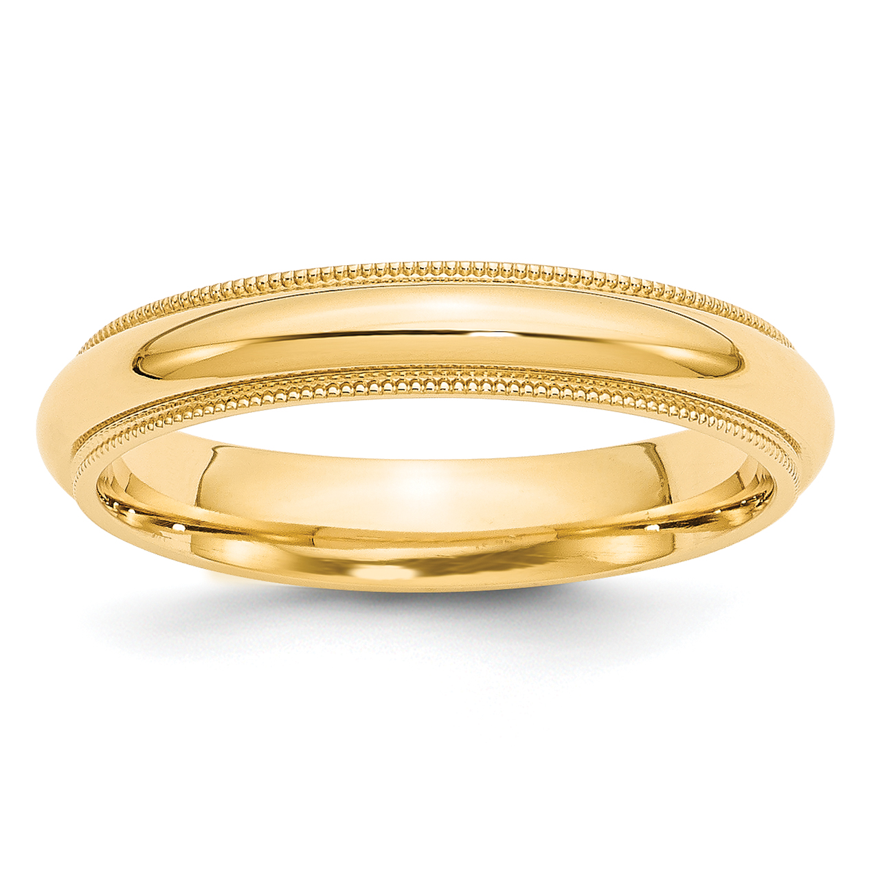 Mens 10K Yellow Gold 2.5mm Milgrain Half Round Wedding Band Ring