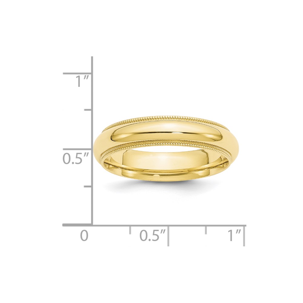 10k Yellow Gold 5mm Milgrain Half Round Comfort Fit Wedding Band Size 8.5 (1MC050-8.5)