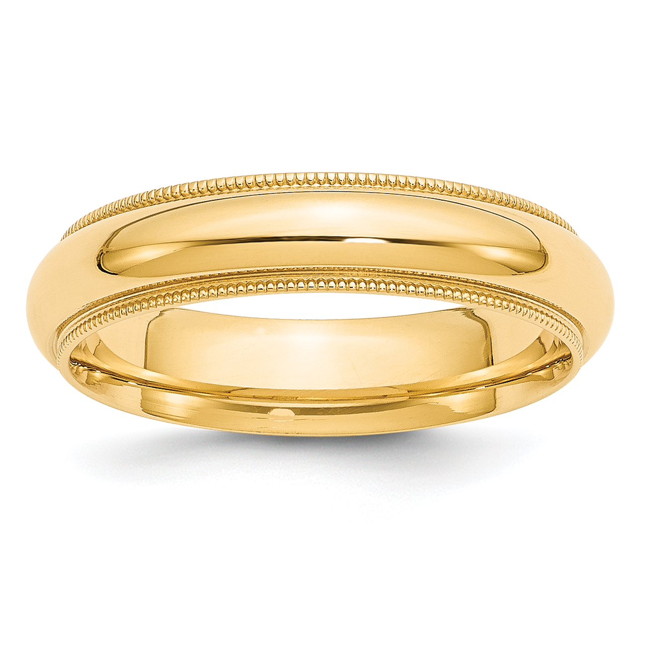 10k Yellow Gold 5mm Milgrain Half Round Comfort Fit Wedding Band Size 8.5 (1MC050-8.5)