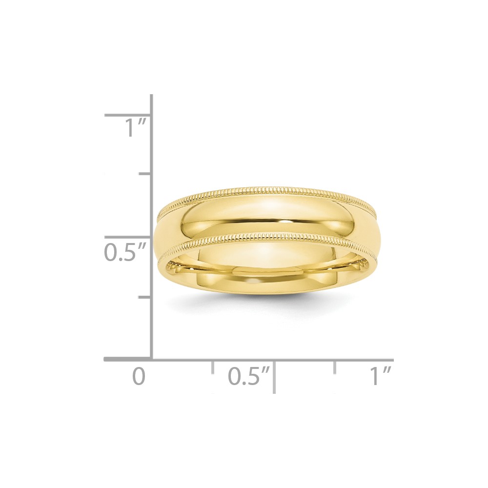 10k Yellow Gold 6mm Milgrain Half Round Comfort Fit Wedding Band Size 9 (1MC060-9)