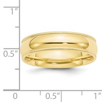 10K Yellow Gold 6mm Milgrain Half Round Comfort Fit Wedding Band view 2