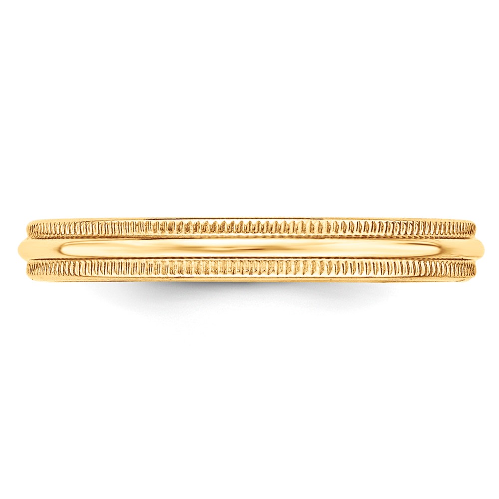 10k Yellow Gold 3mm Lightweight Milgrain Half Round Wedding Band Size 5 (1ML030-5)