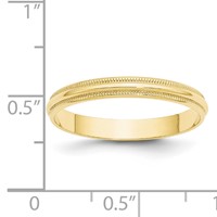 10K Yellow Gold 3mm Lightweight Milgrain Half Round Wedding Band view 4
