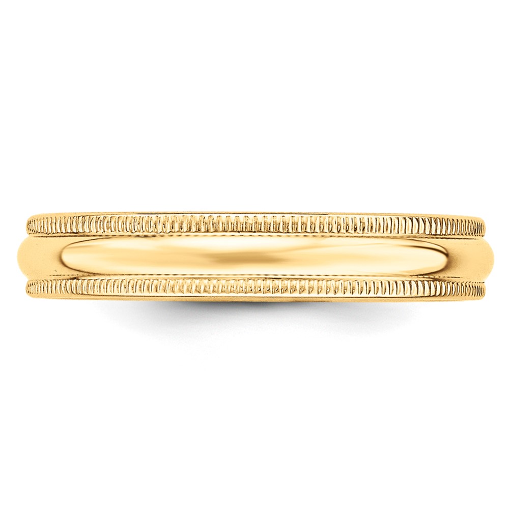 10k Yellow Gold 4mm Lightweight Milgrain Half Round Wedding Band Size 9 (1ML040-9)