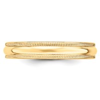 10K Yellow Gold 4mm Lightweight Milgrain Half Round Wedding Band view 3