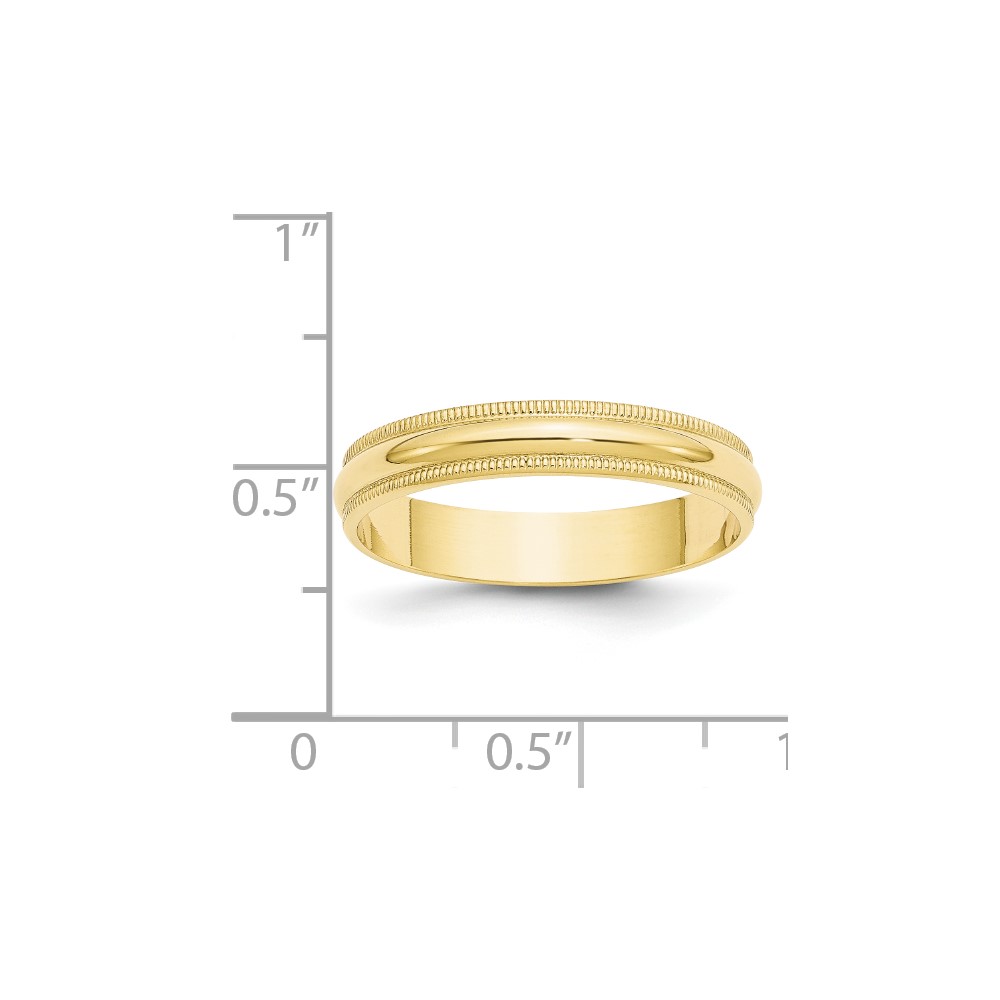 10k Yellow Gold 4mm Lightweight Milgrain Half Round Wedding Band Size 9 (1ML040-9)