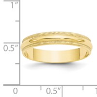10K Yellow Gold 4mm Lightweight Milgrain Half Round Wedding Band view 4